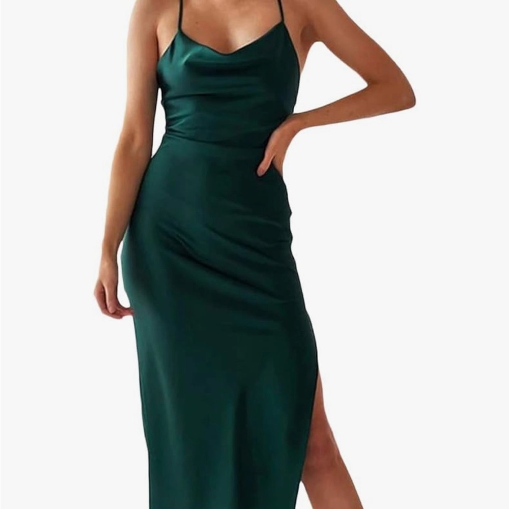 Elegant Green Satin Dress